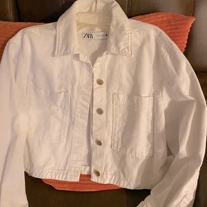 Zara XL Cropped Denim Jacket